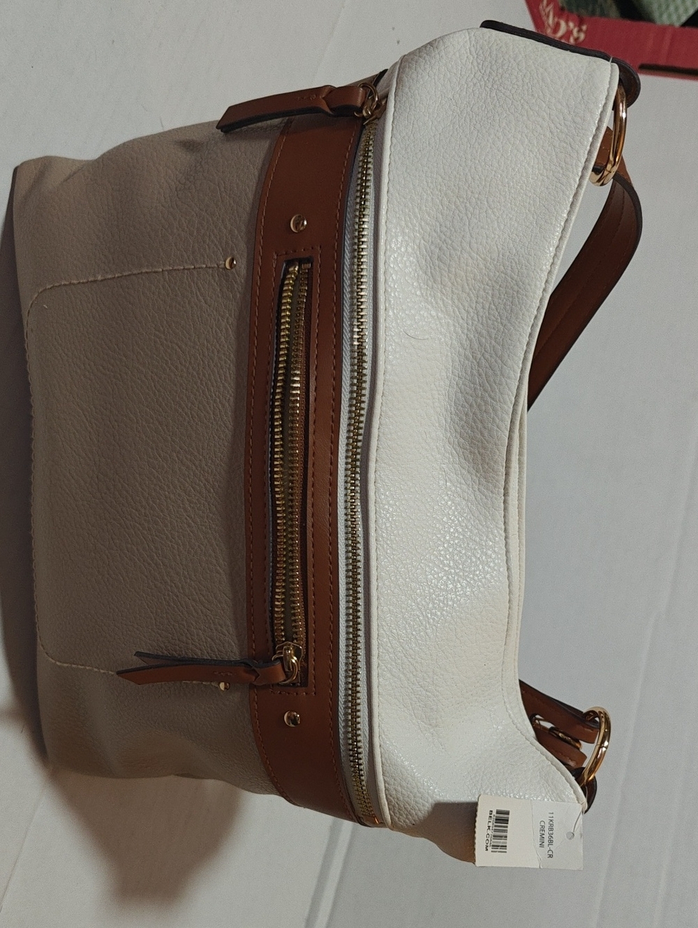 Classic Kim Rogers White and Beige Dress Hobo Bag